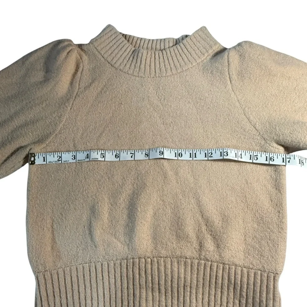 Free People Puff Half Sleeve Mock Neck Sweater Size Small Peach Coquette Wool